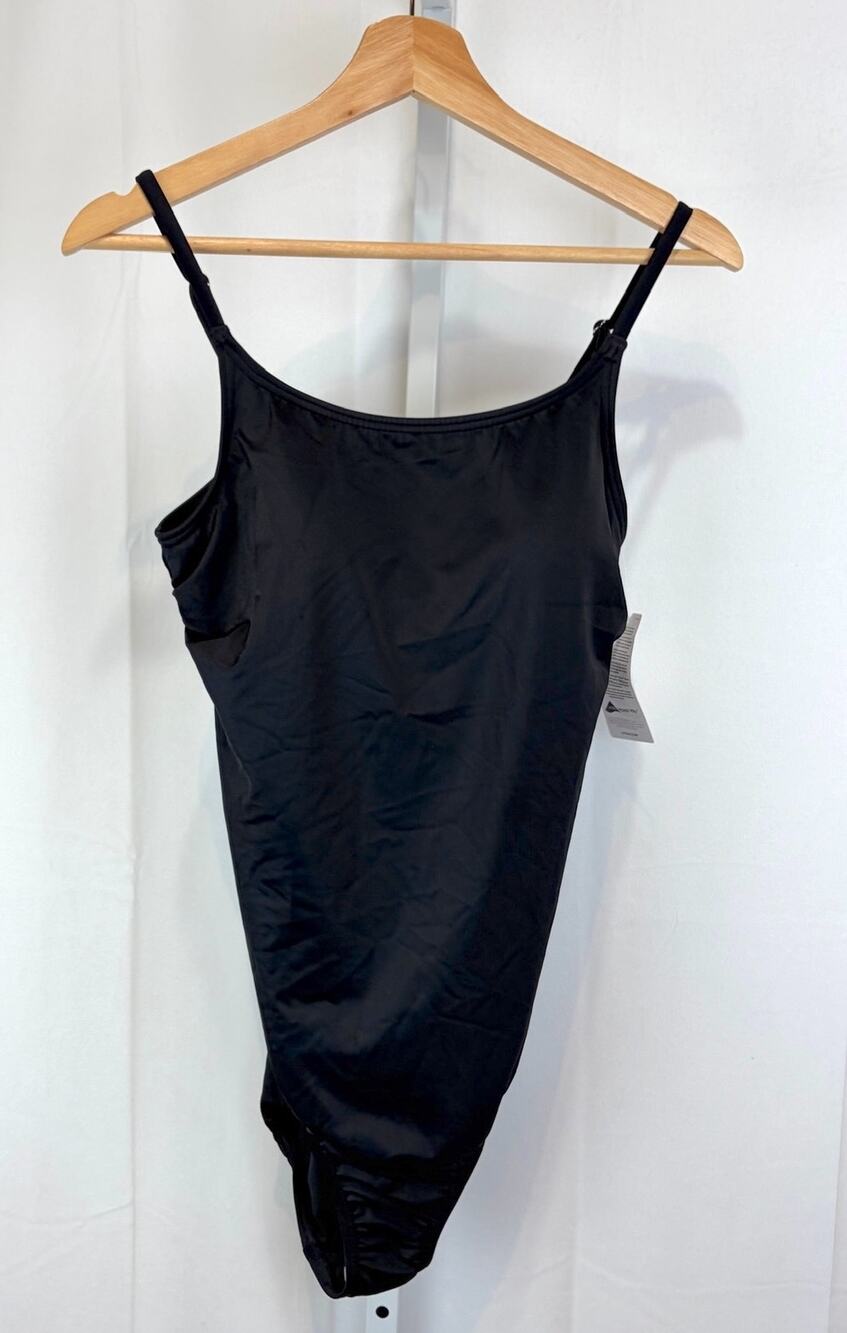 NWT LANDS' END Swimsuit One Piece Shelf Bra Black Size 10 Long 10L